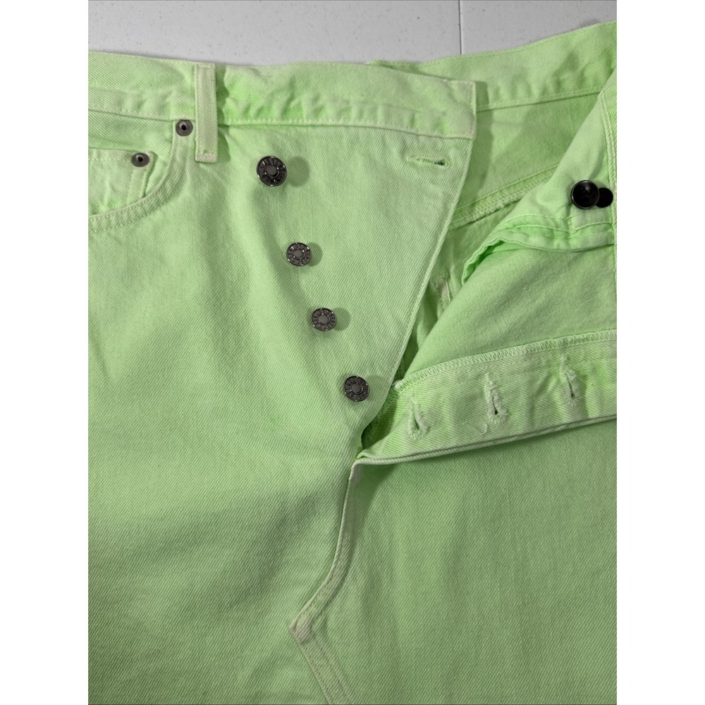 AGOLDE Criss Cross High Rise Denim Mini skirt 27 Lime Green $265 Made in USA - Picture 11 of 16